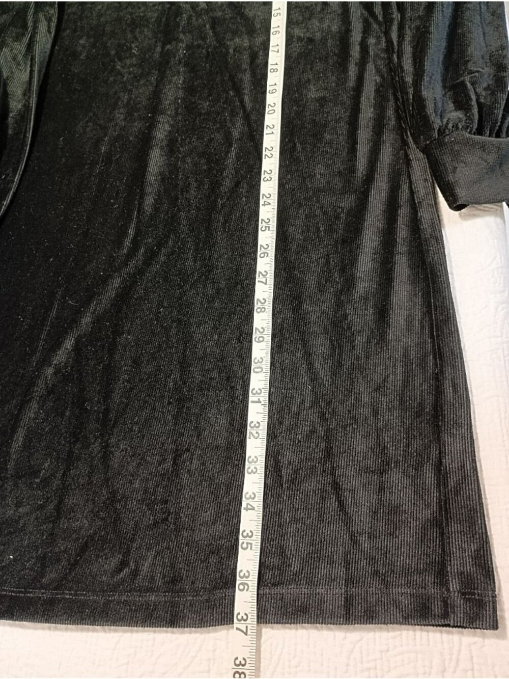 Chetta B Black Velour Long-Sleeve Tunic Dress Half-Zip Collar Size L - Picture 10 of 10